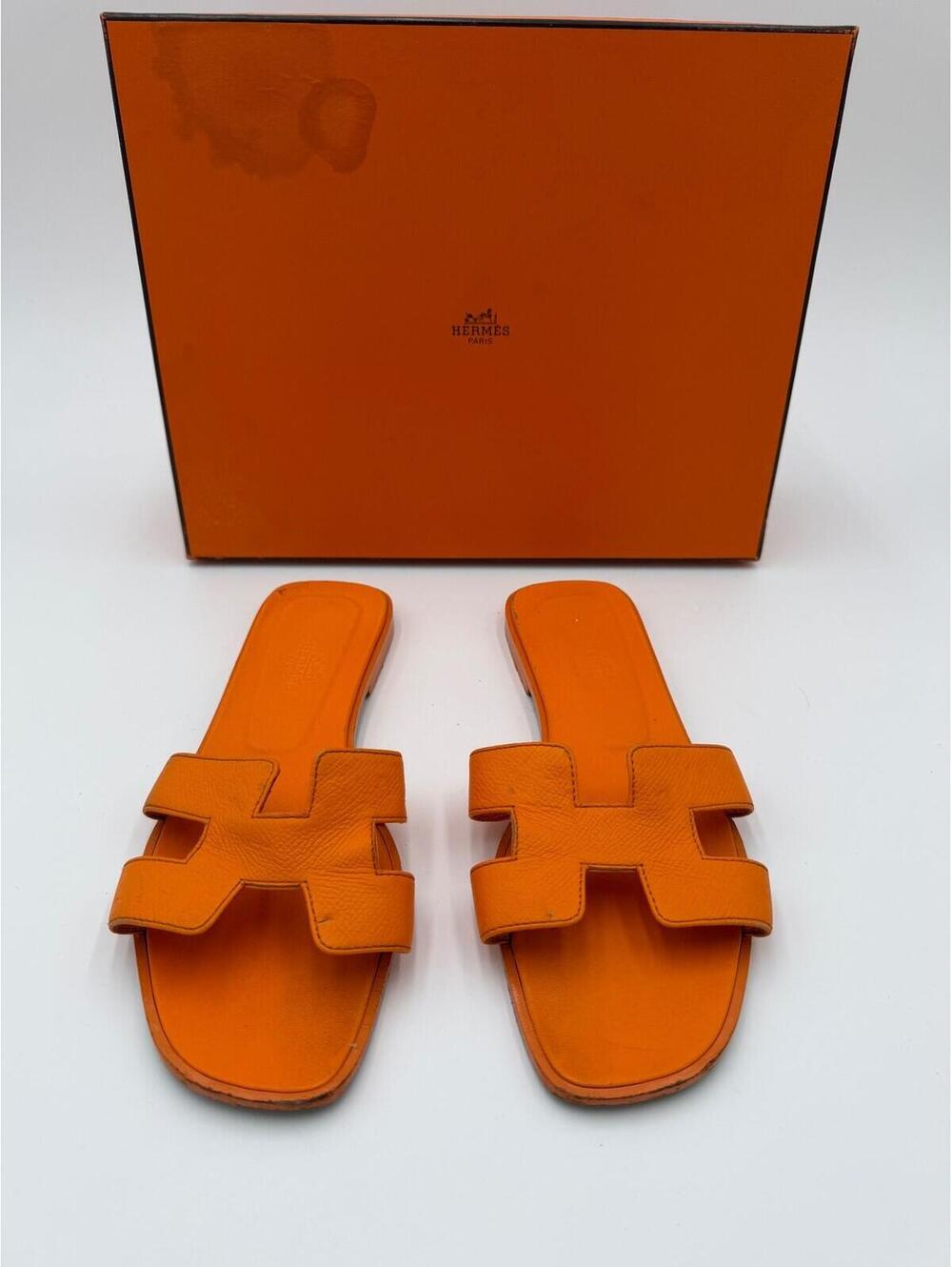 Hermes Oran Flat Slide Sandals Womens Size 6.5/36.5 Excellent